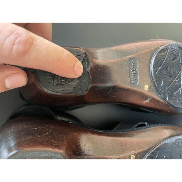 Nurture Black Sandals Wooden Block Heel Women's US Size 8 - Picture 8 of 10